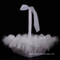 Beautiful satin bowknot decoration lace bridal party wedding flower girl basket wholesale